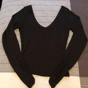 Garage Full Sleeve Black Top W/ Ruching